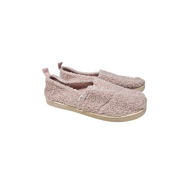 NEW Toms 4 Y Pink Fuzzy Fleece Slip On Flat Back to School Alpargata Casual - Picture 4 of 5